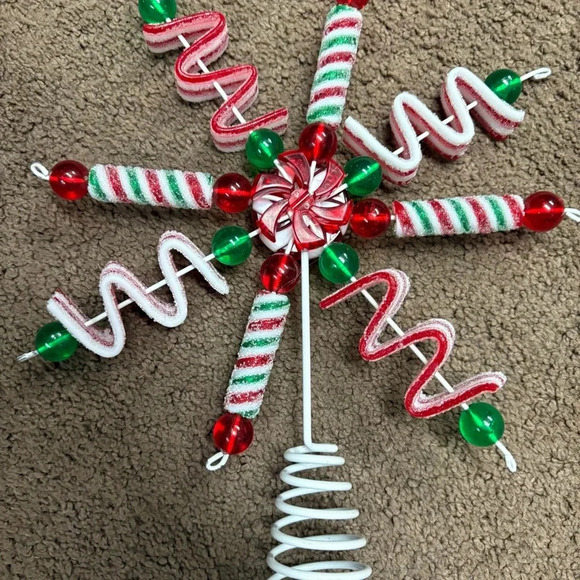 Ornativity Candy Snowflake Tree Topper - Peppermint Candy Cane - Picture 4 of 7